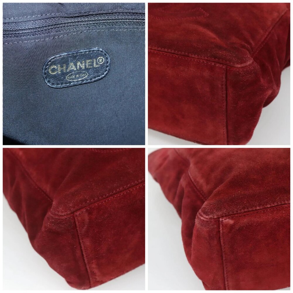 CHANEL Hand Bag Suede Red CC - Picture 11 of 15